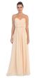 Strapless Pleated Bust Bow Waist Long Bridesmaid Dress in Champaign